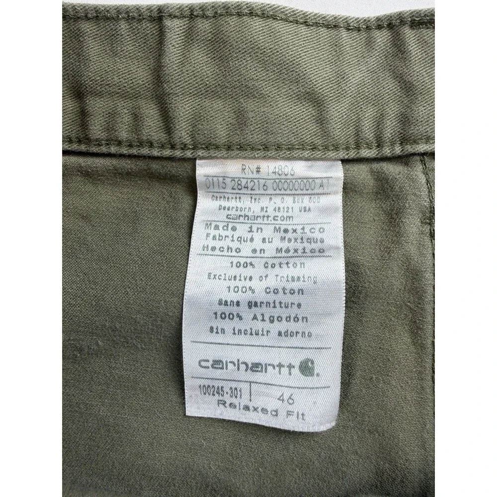 Carhartt Carpenter Shorts Mens 46 Olive Green Relaxed Fit Duck